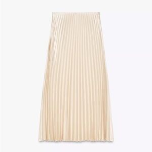 Zara Elegant Cream Pleated A-Line Skirt